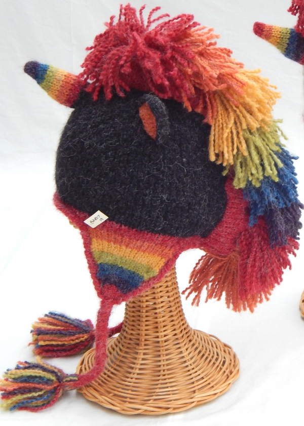 Unicorn Earflap Hat -Black