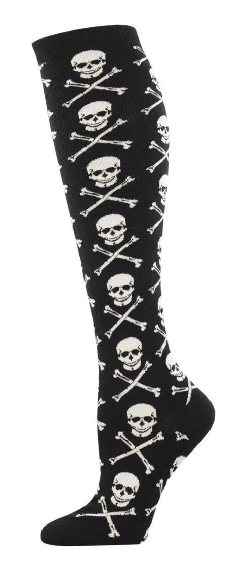 Women's Crossbones Knee High -Black