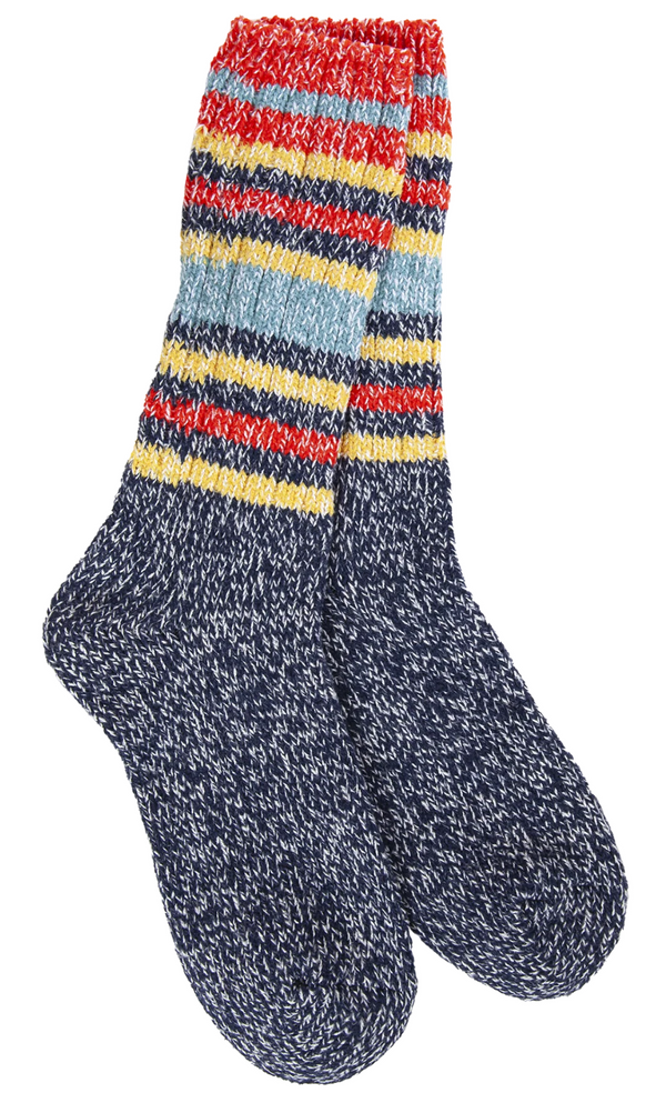 Women's Ragg Crew Sock -Indigo Stripe