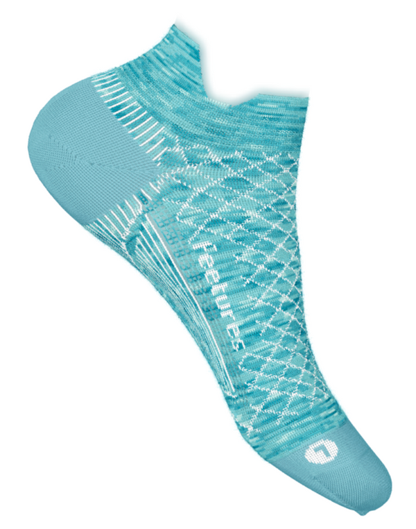 Feetures Plantar Fasciitis Relief Light Cushion No Show Tab  -Aqua - Medium