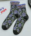 Embossed Floral Pattern Women's Socks -Black