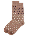 Men's Cashmere Blend Two Tone Polka Dot Crew Socks -Hemp Heather