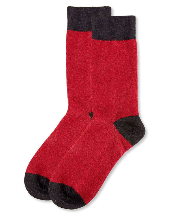 Mens Cashmere Blend Fancy Heels Crew Socks -Cabernet Heather
