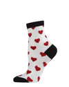 Hearts Mono Fine Net Anklet Socks -Black-Red