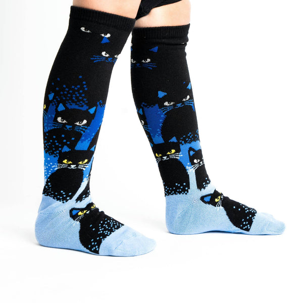 Junior Knee-High Sock: Cats In the Dark