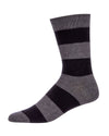 Men's Cashmere Blend Striped Crew Socks -Dark Gray Heather*