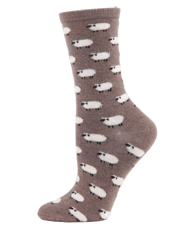 Women's Cashmere Sheep Crew Socks: Light Denim Heather / 9-11*