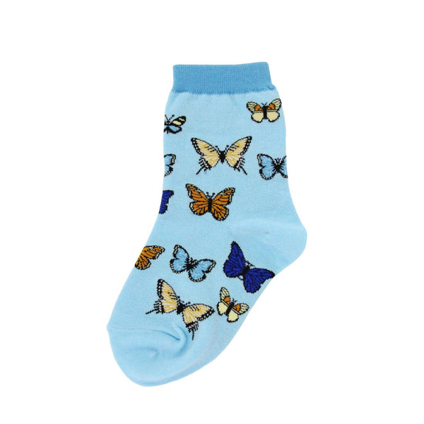 Youth Butterflies Socks: Youth 7-10 Years (Shoe Size 12-5Y)