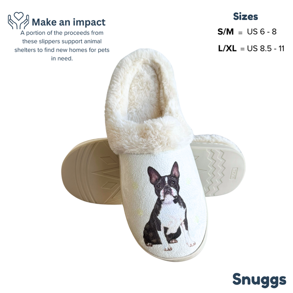 Snuggs Boston Terrier Slipper - Comfy - Pet lovers: Large