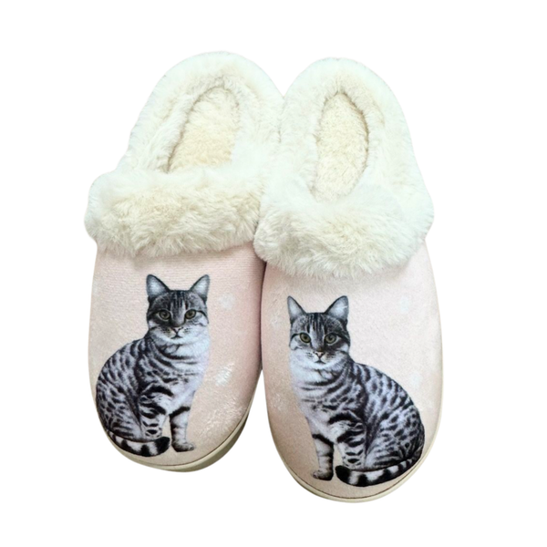 Snuggs Silver Tabby Cat Slipper - Comfy - Pet lovers: Large