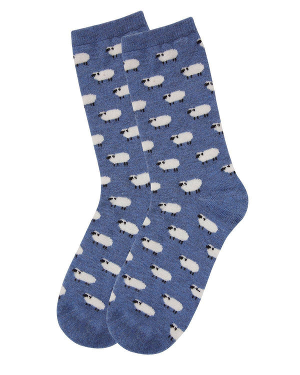 Women's Cashmere Sheep Crew Socks: Light Denim Heather / 9-11*