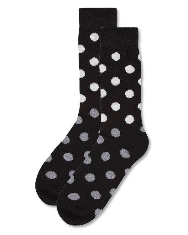 Men's Cashmere Blend Polka Dot Crew Sock -Black
