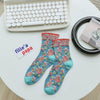 Embossed Floral Pattern Women's Socks -Green