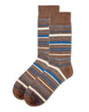 Men's Cashmere Blend Slick Stripes Crew Sock -Hemp Heather