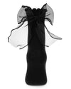 Flowing Ribbon Back Women's Fashion Crew Socks: Black / 9-11