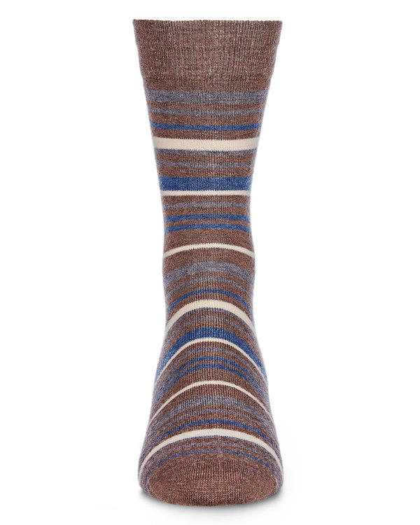 Men's Cashmere Blend Slick Stripes Crew Sock -Hemp Heather