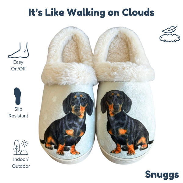 Snuggs Dachshund, Black Slipper - Comfy - Pet lovers: Large