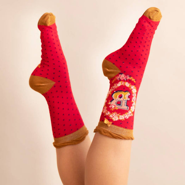 A-Z Alphabet Monogram Letter Ankle Socks: B