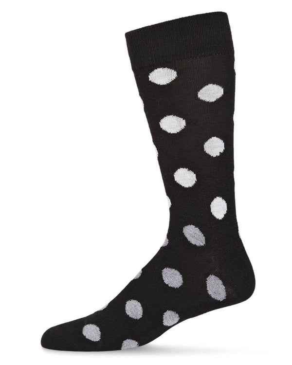 Men's Cashmere Blend Polka Dot Crew Sock -Black