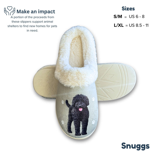 Snuggs Labradoodle, Black  Slipper - Comfy - Pet lovers: Large