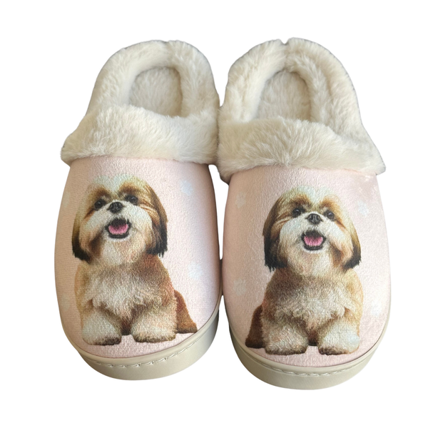 Snuggs Shih Tzu Tan and White Slipper - Comfy - Pet lovers: Large