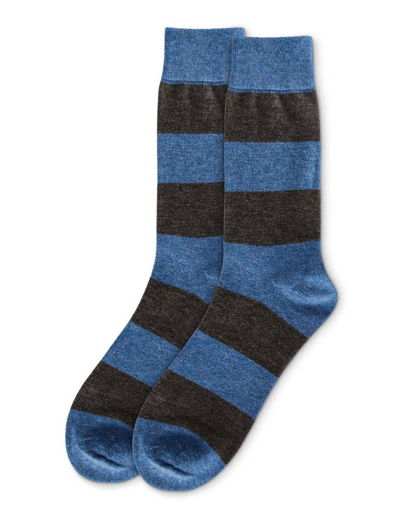 Men's Cashmere Blend Striped Luxuriously Soft Crew Sock -Med Denim Heather*