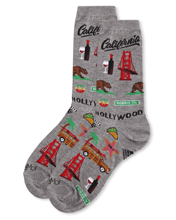 California Bamboo Blend Crew Sock -Med Gray Heather -Small/Medium