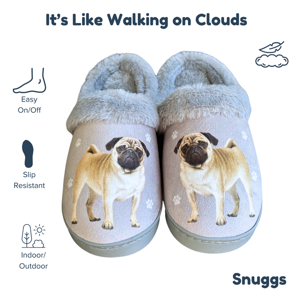 Snuggs Pug Slipper - Comfy - Pet lovers: Large