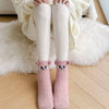 Cute Animal Print Towel Socks  -PINK CAT / One Size