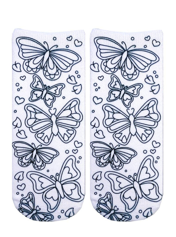 Coloring Socks -Whimsical Butterflies