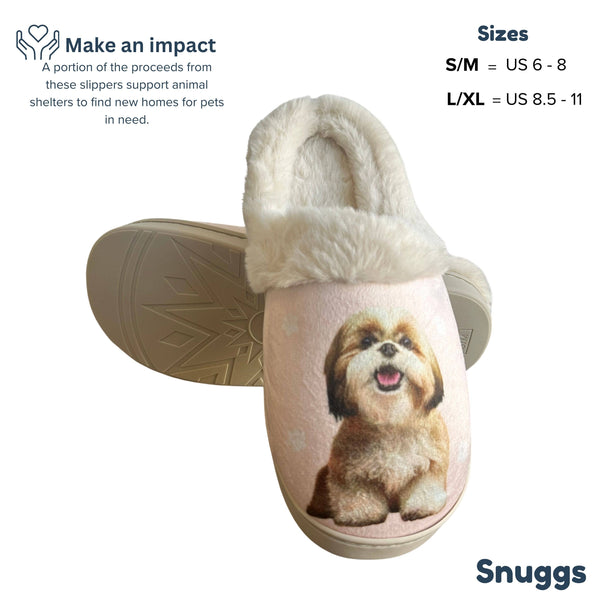 Snuggs Shih Tzu Tan and White Slipper - Comfy - Pet lovers: Small