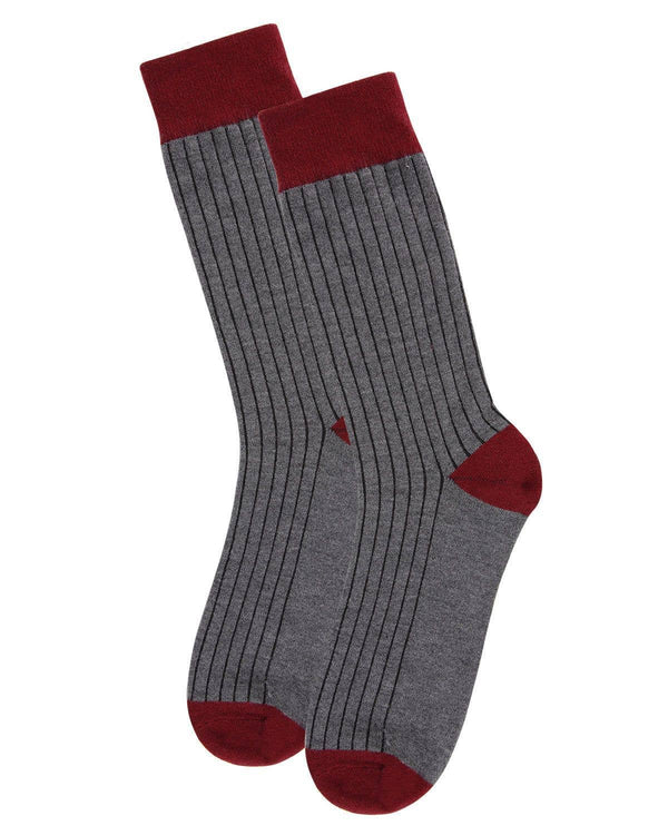 Men's Cashmere Blend Rib Knit Crew Socks -Dark Gray Heather
