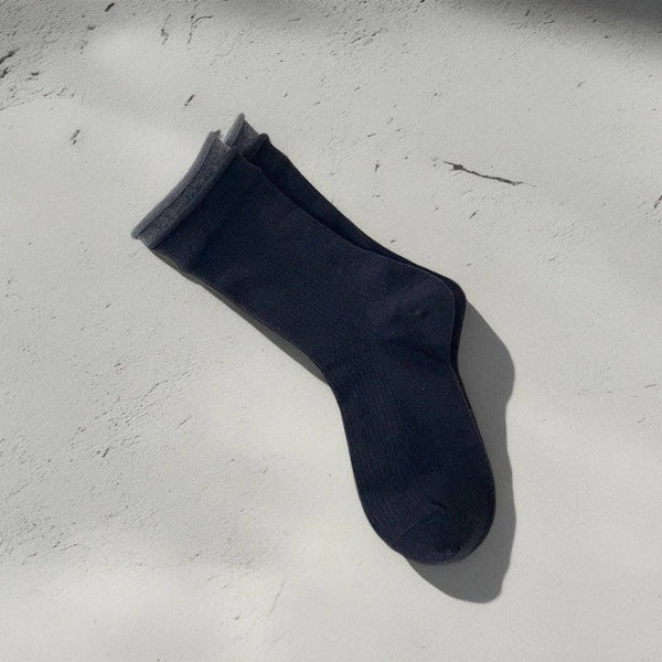Color-Block Crew Socks -Black