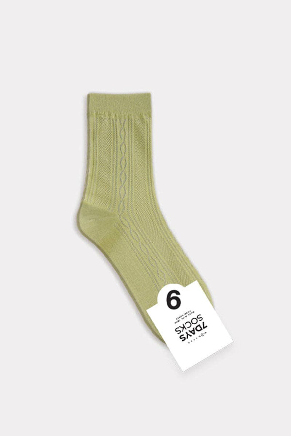 Women's Fine Mesh See-Through Crew Socks -Moss Green