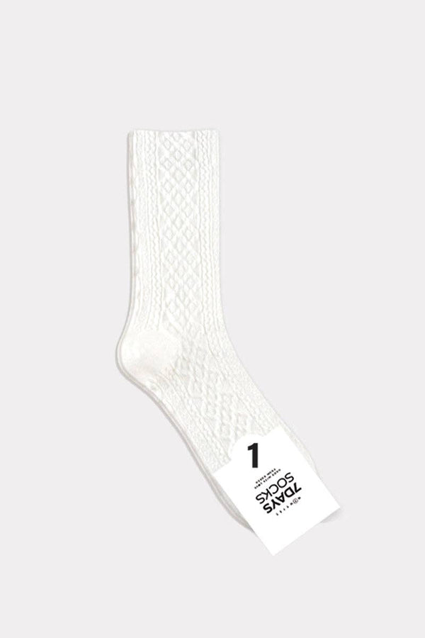 Women's Crew Waffle Twist Socks -White