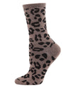 Women's Cashmere Leopard Animal Print Crew Socks: Med Gray Heather / 9-11*