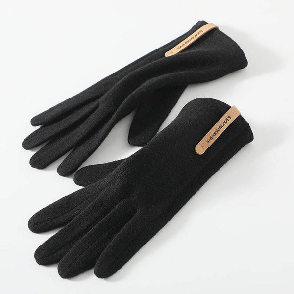 Wool-Blend Insulated Touchscreen Gloves -Black