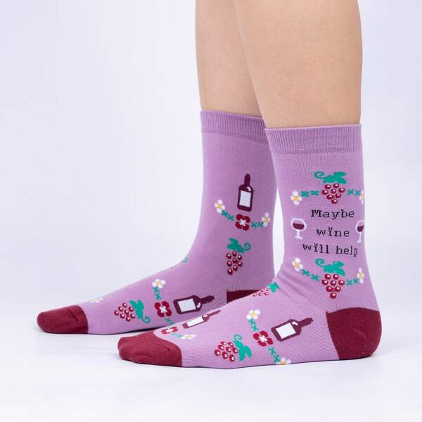 Women's Maybe Wine Will Help Crew Sock