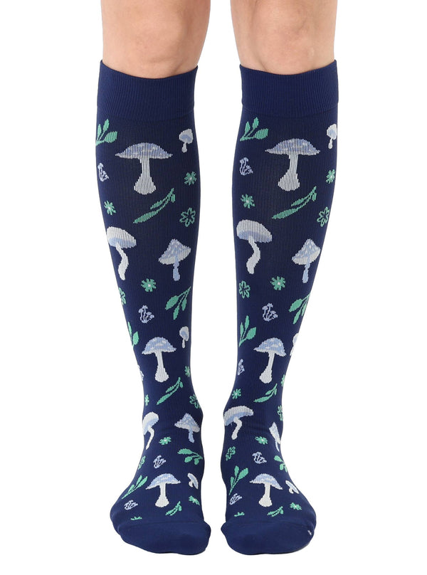 Compression Sock -Forest Mushrooms - Navy