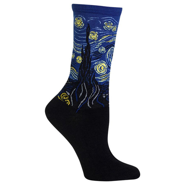 Women's Starry Night Van Gogh Crew Sock -Royal