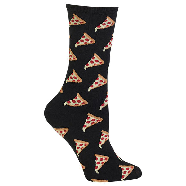 Women's Pizza Crew Sock -Black*