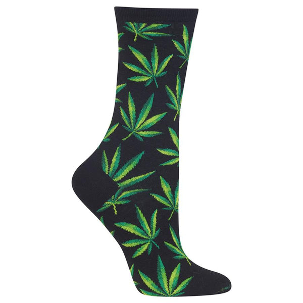 Women's Weed Crew Socks - Black*