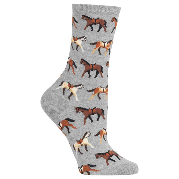 Women's Horses Crew Sock -Grey Heather*