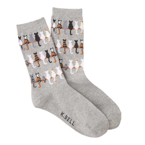 Women's Cat Tails Crew Socks Gray ^