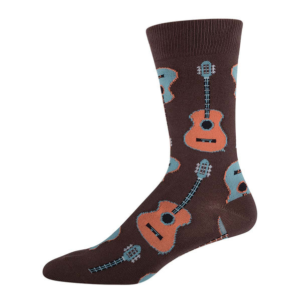 Men's Guitars Crew Sock -Brown