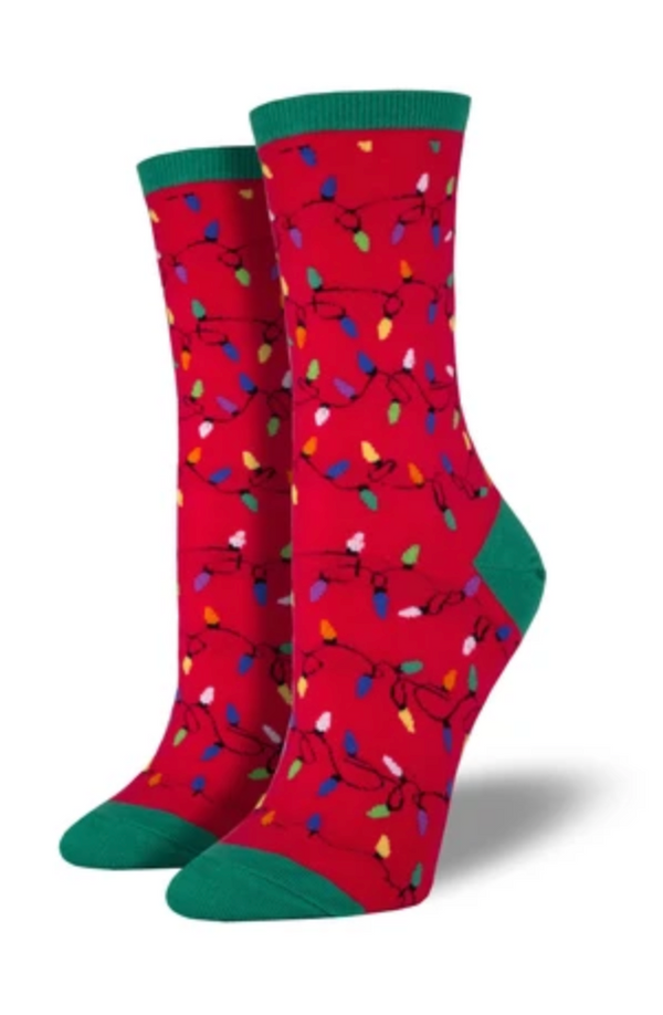 Women's Christmas Lights Crew  -Red