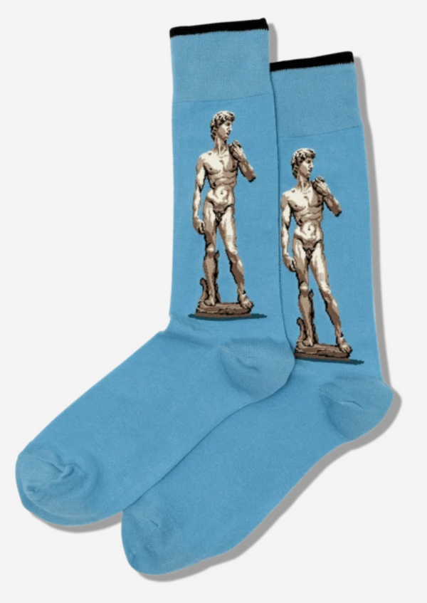 Men's Michelangelos David Crew Sock -Blue