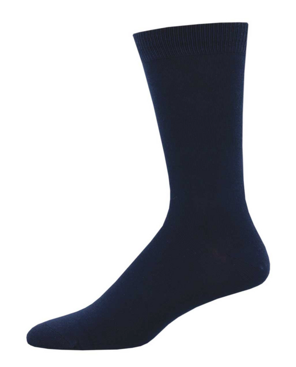 Men's Bamboo Solid Crew Sock -Navy -King Sized