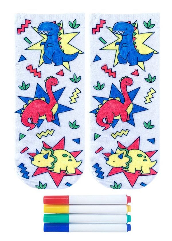 Coloring Socks -Dino Daze