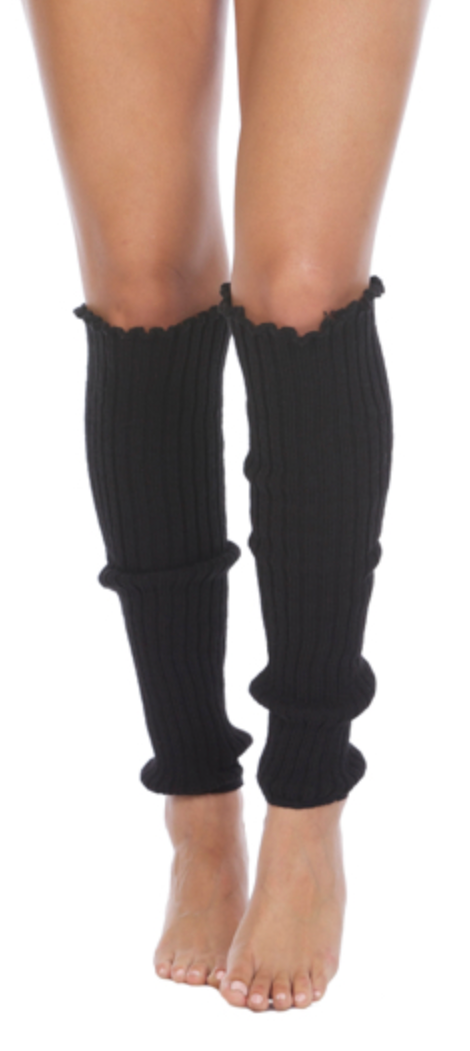 Woman's Cable Knit Leg Warmers -Black